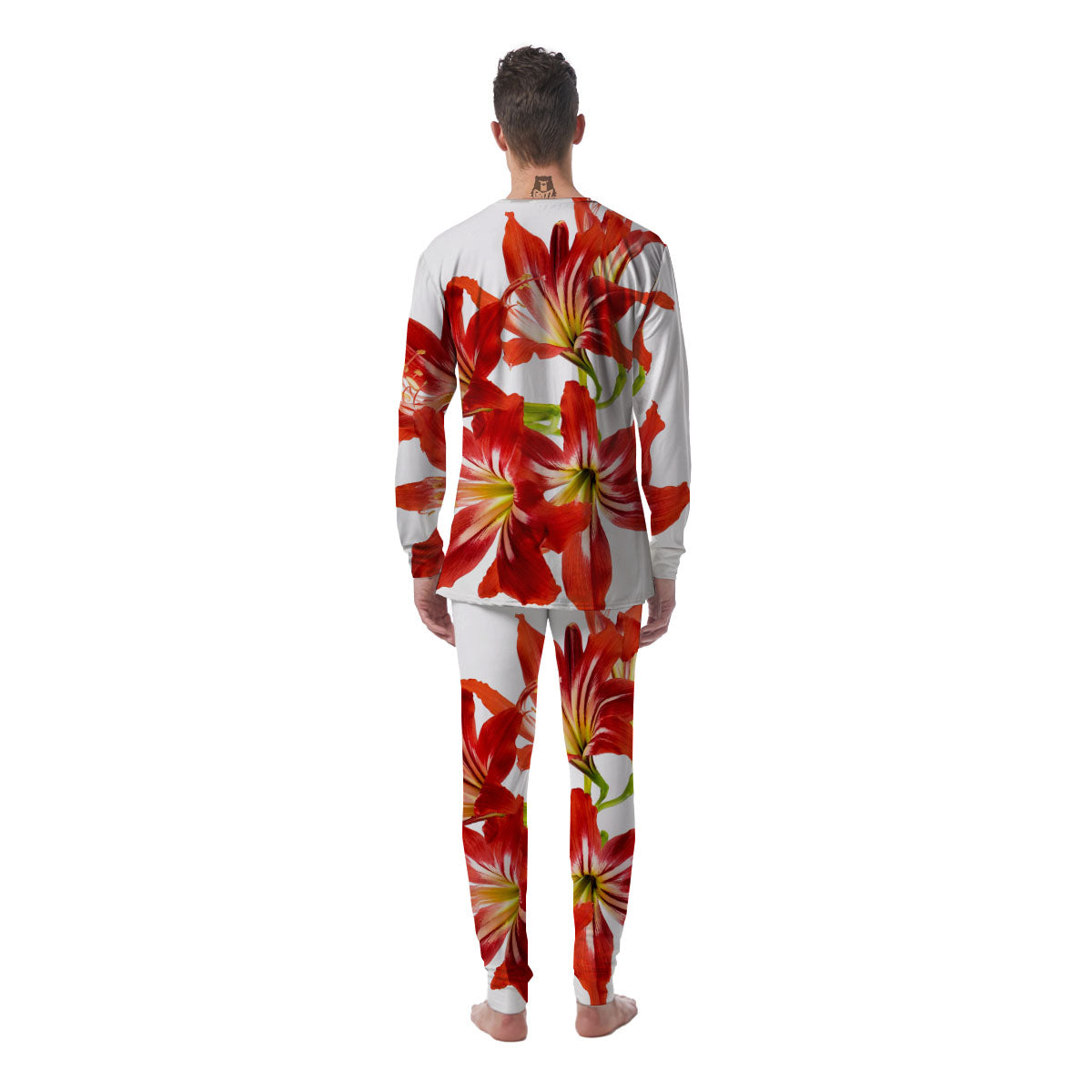 Flower Amaryllis Print Men's Pajamas-grizzshop