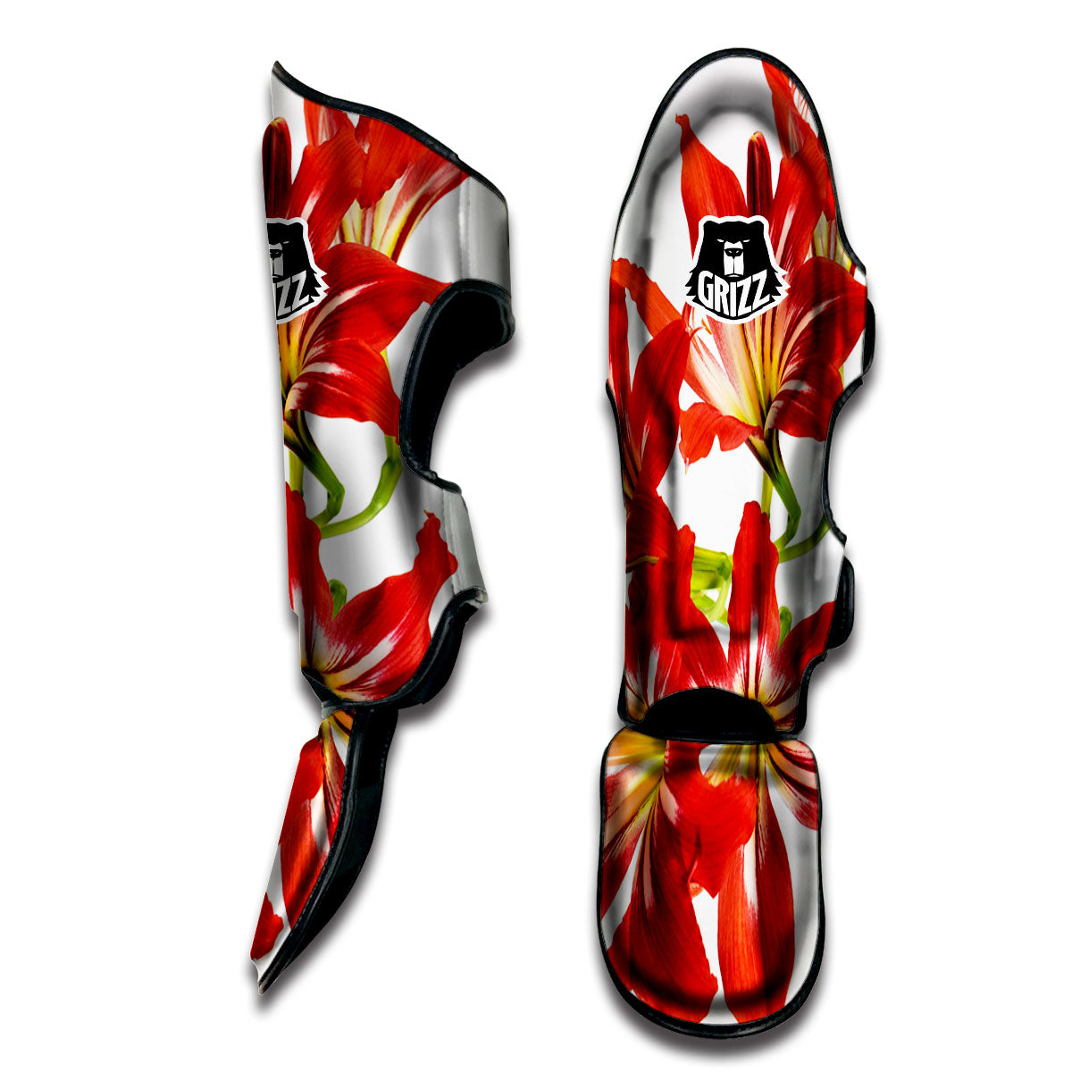 Flower Amaryllis Print Muay Thai Shin Guards-grizzshop