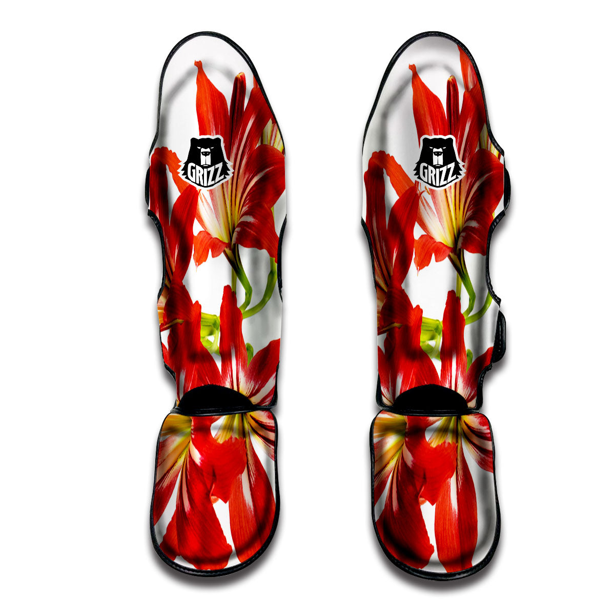 Flower Amaryllis Print Muay Thai Shin Guards-grizzshop
