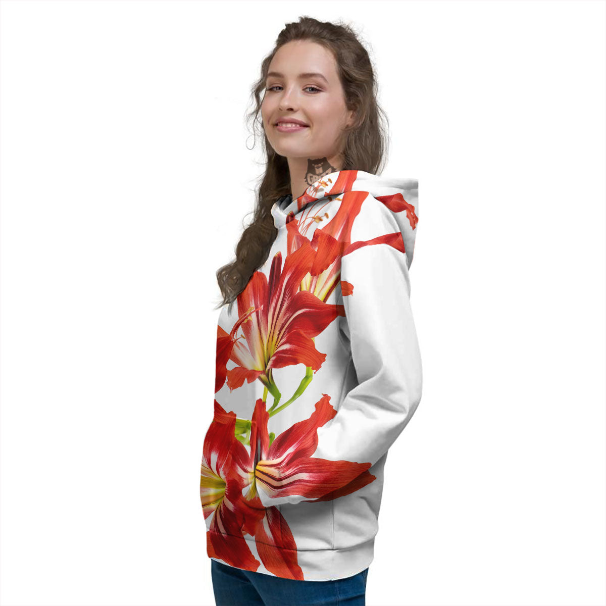 Flower Amaryllis Print Women's Hoodie-grizzshop