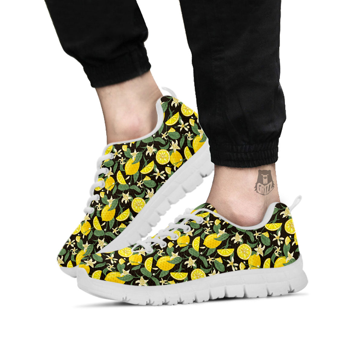 Flower And Lemon Print Pattern White Sneaker-grizzshop