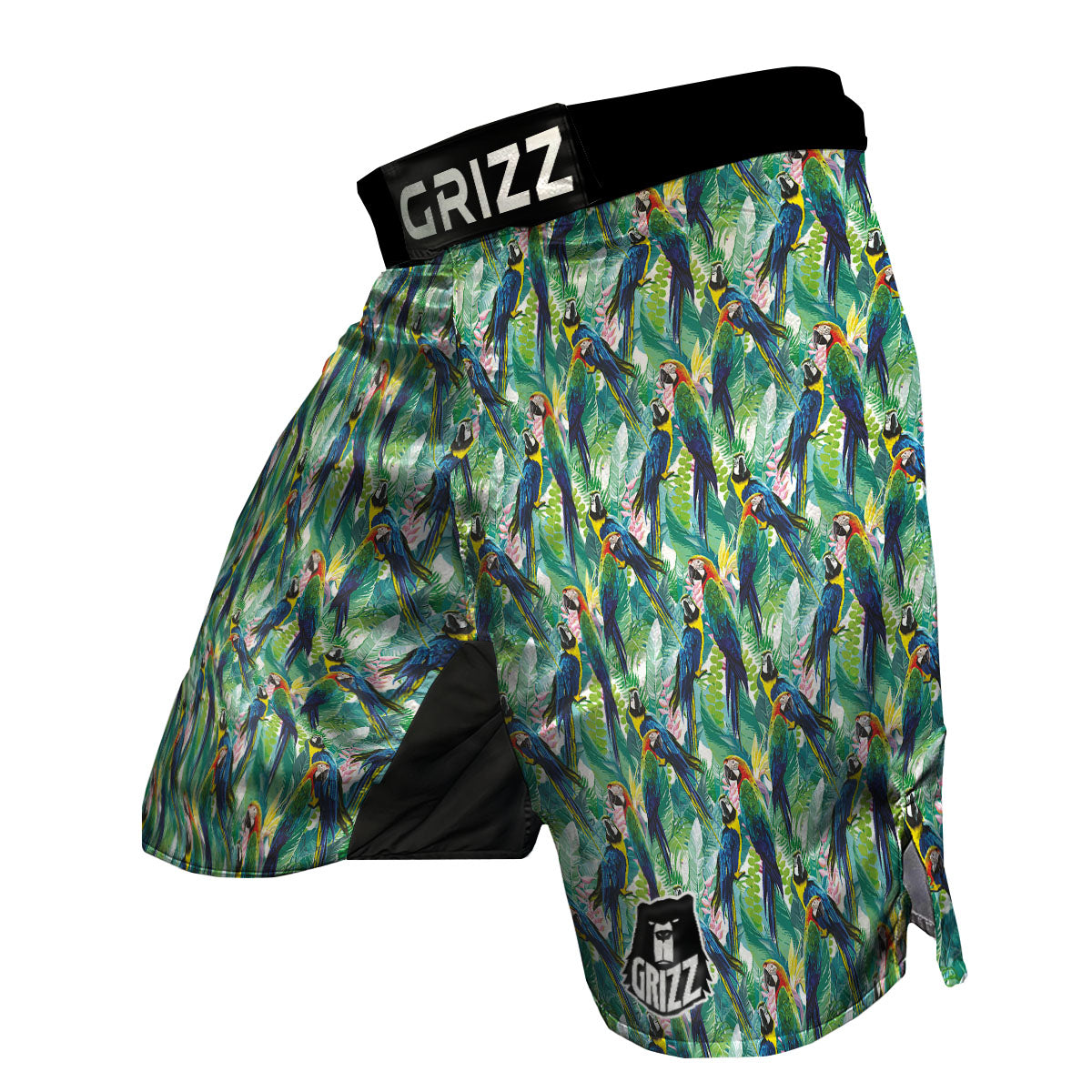 Flower And Parrot Print Pattern MMA Shorts-grizzshop