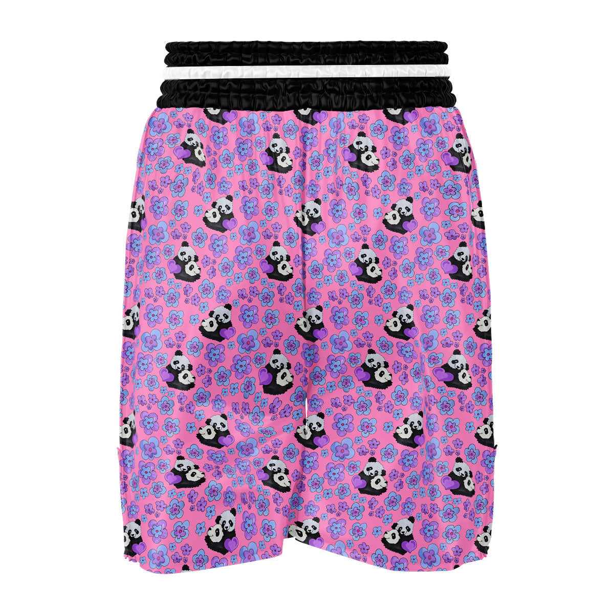 Flower And Purple Panda Print Pattern Boxing Shorts-grizzshop