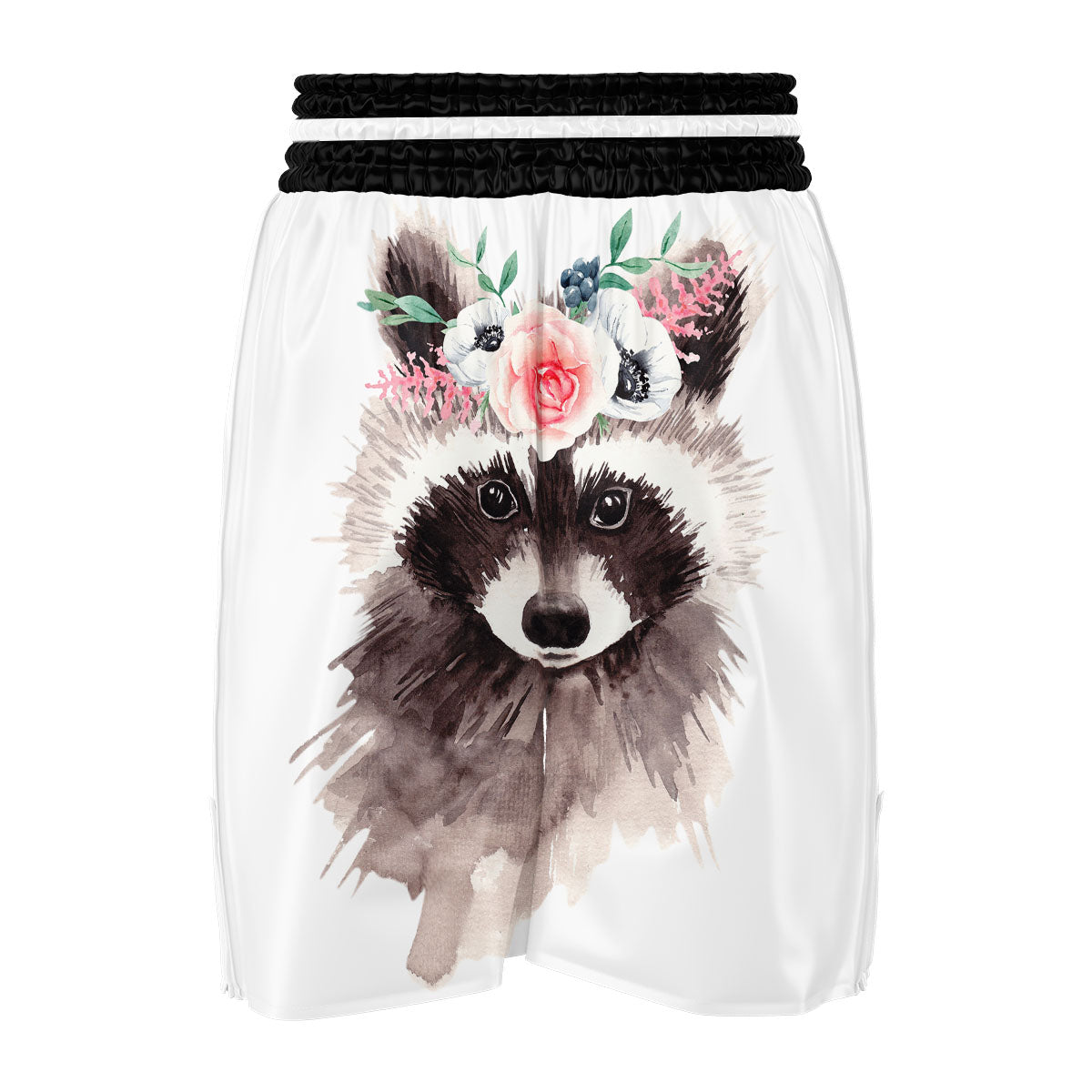 Flower And Raccoon Print Boxing Shorts-grizzshop