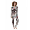 Flower And Raccoon Print Women's Pajamas-grizzshop