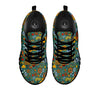 Flower And Rooster Print Pattern Black Sneaker-grizzshop