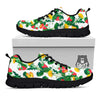 Flower And Strawberry Print Pattern Black Sneaker-grizzshop