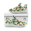 Flower And Strawberry Print Pattern White Athletic Shoes-grizzshop