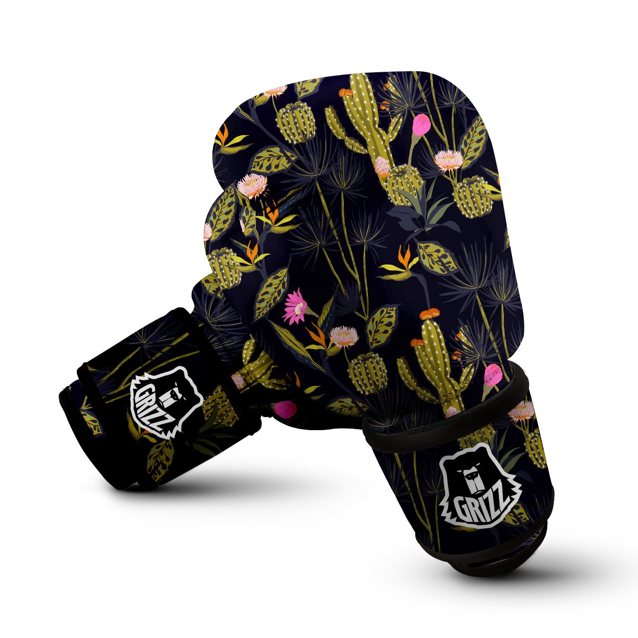 Flower And Vintage Cactus Print Pattern Boxing Gloves-grizzshop