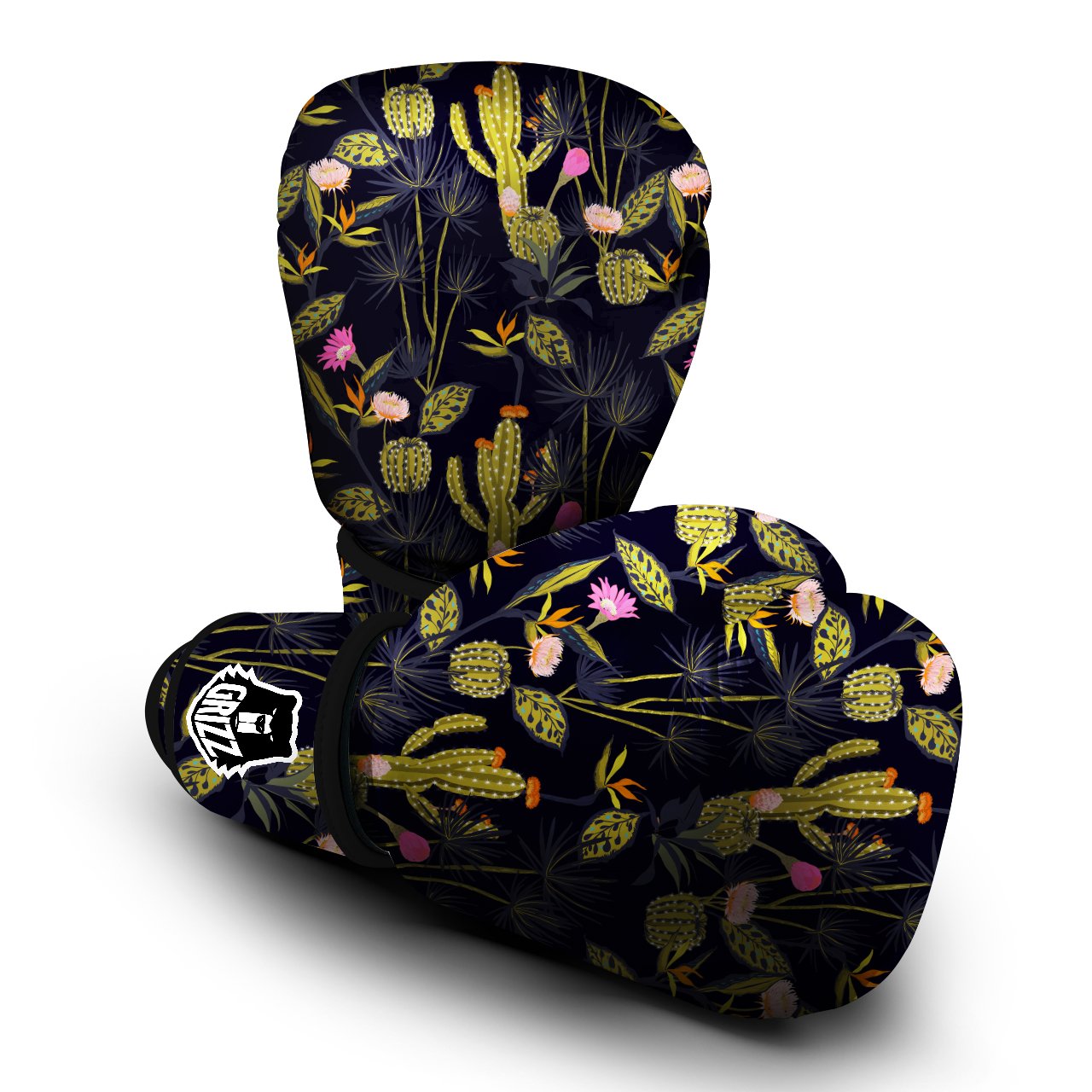 Flower And Vintage Cactus Print Pattern Boxing Gloves-grizzshop