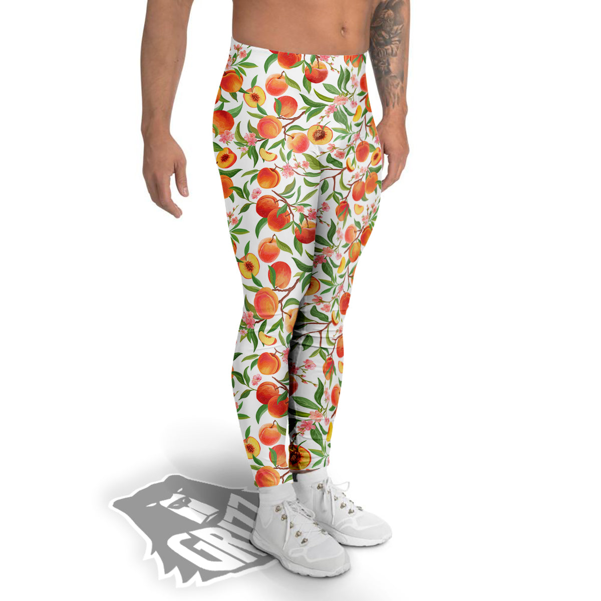 Flower Apricot And Print Pattern Men's Leggings-grizzshop