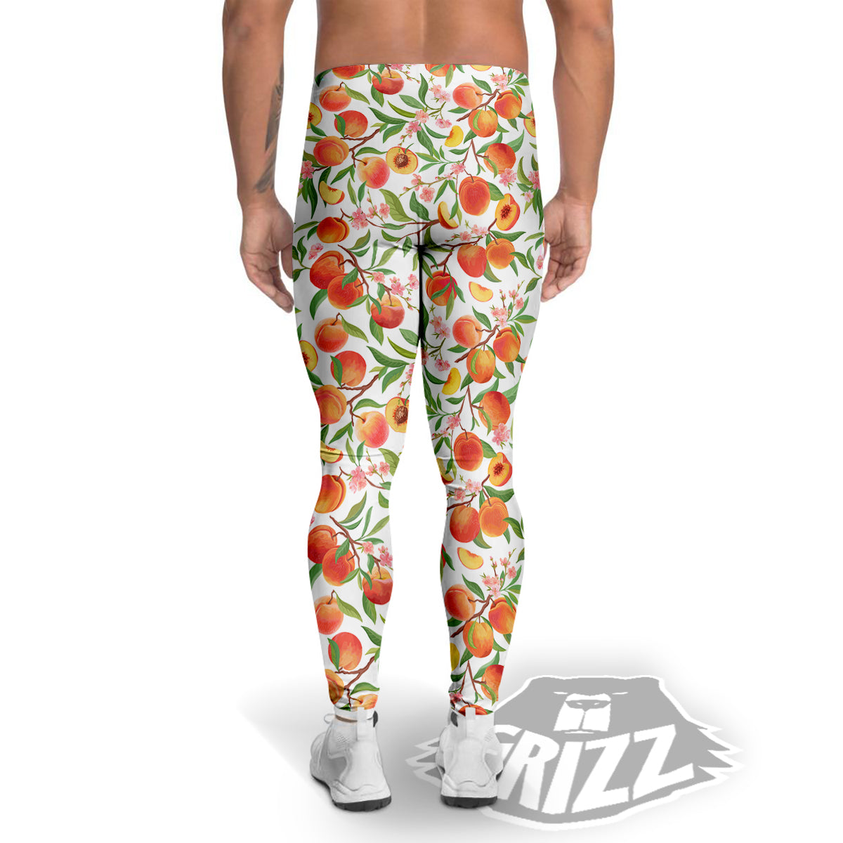 Flower Apricot And Print Pattern Men's Leggings-grizzshop
