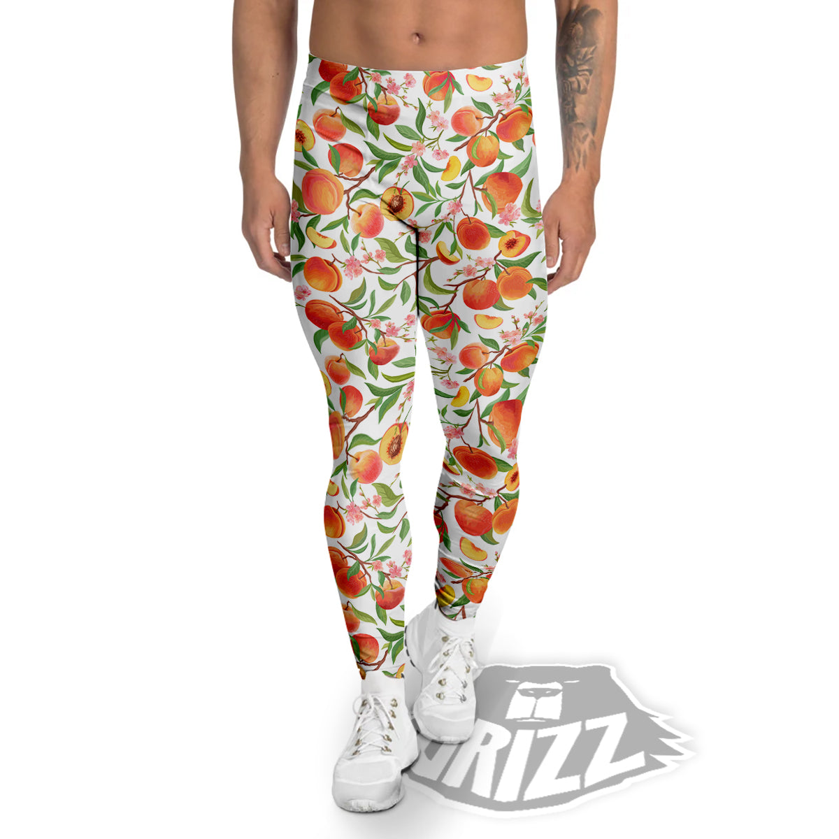 Flower Apricot And Print Pattern Men's Leggings-grizzshop