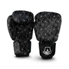 Flower Black Cattleya Print Pattern Boxing Gloves-grizzshop