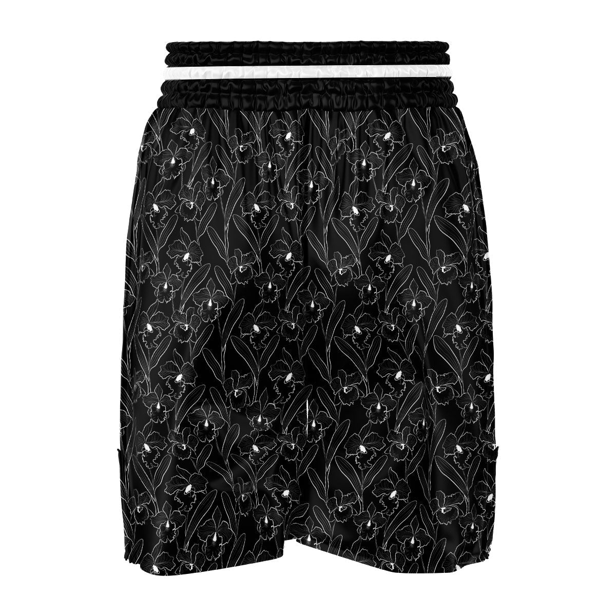 Flower Black Cattleya Print Pattern Boxing Shorts-grizzshop