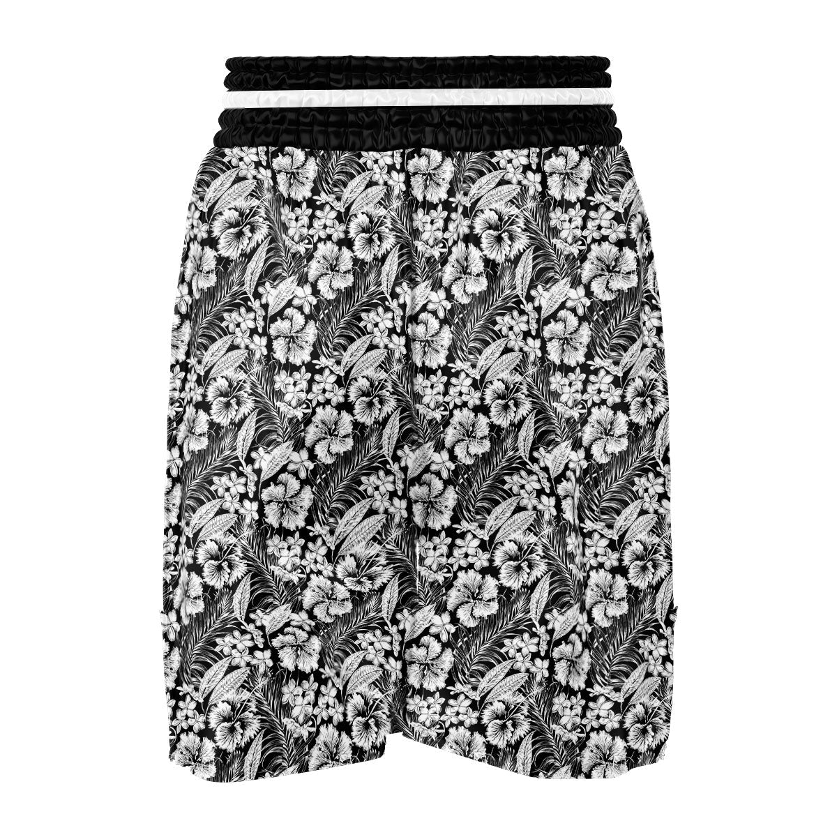 Flower Black Plumeria Print Pattern Boxing Shorts-grizzshop