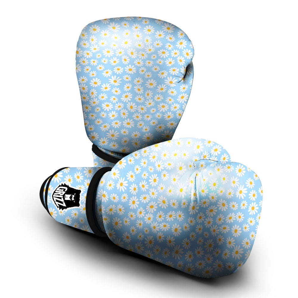 Flower Blue Daisy Print Pattern Boxing Gloves-grizzshop