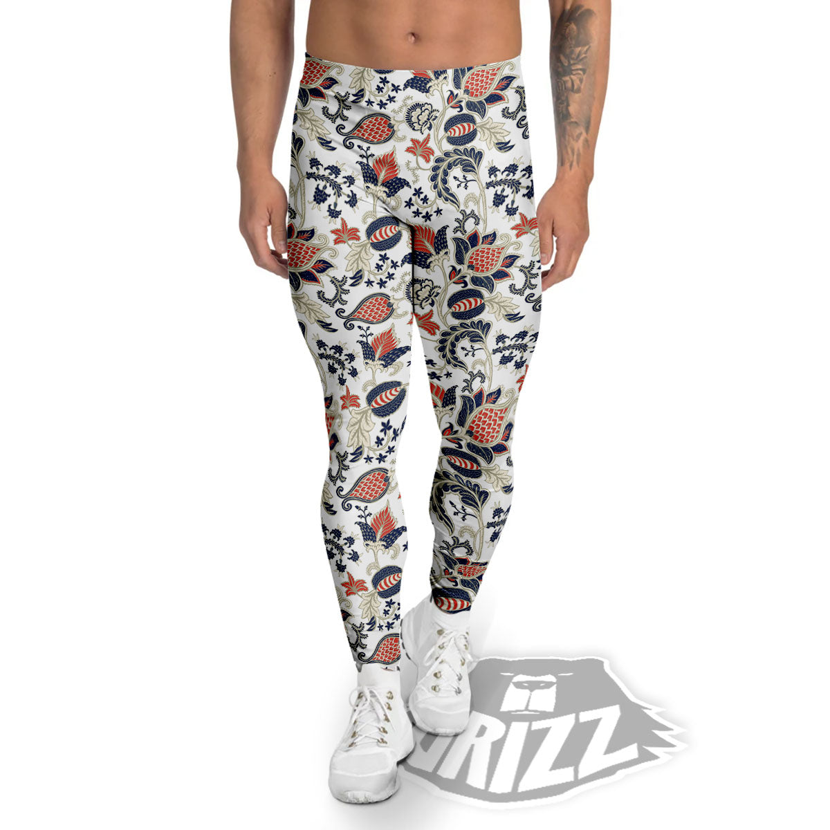 Flower Boho Paisley Print Pattern Men's Leggings-grizzshop
