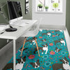 Flower Boston Terrier Pattern Print Floor Mat-grizzshop