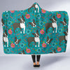 Flower Boston Terrier Pattern Print Hooded Blanket-grizzshop