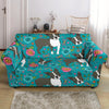 Flower Boston Terrier Pattern Print Loveseat Cover-grizzshop