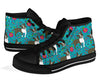 Flower Boston Terrier Pattern Print Men Women's High Top Shoes-grizzshop