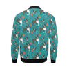 Flower Boston Terrier Pattern Print Men's Bomber Jacket-grizzshop