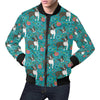 Flower Boston Terrier Pattern Print Men's Bomber Jacket-grizzshop