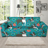 Flower Boston Terrier Pattern Print Sofa Covers-grizzshop