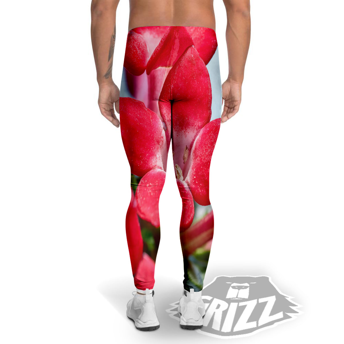 Flower Bouvardia Print Men's Leggings-grizzshop