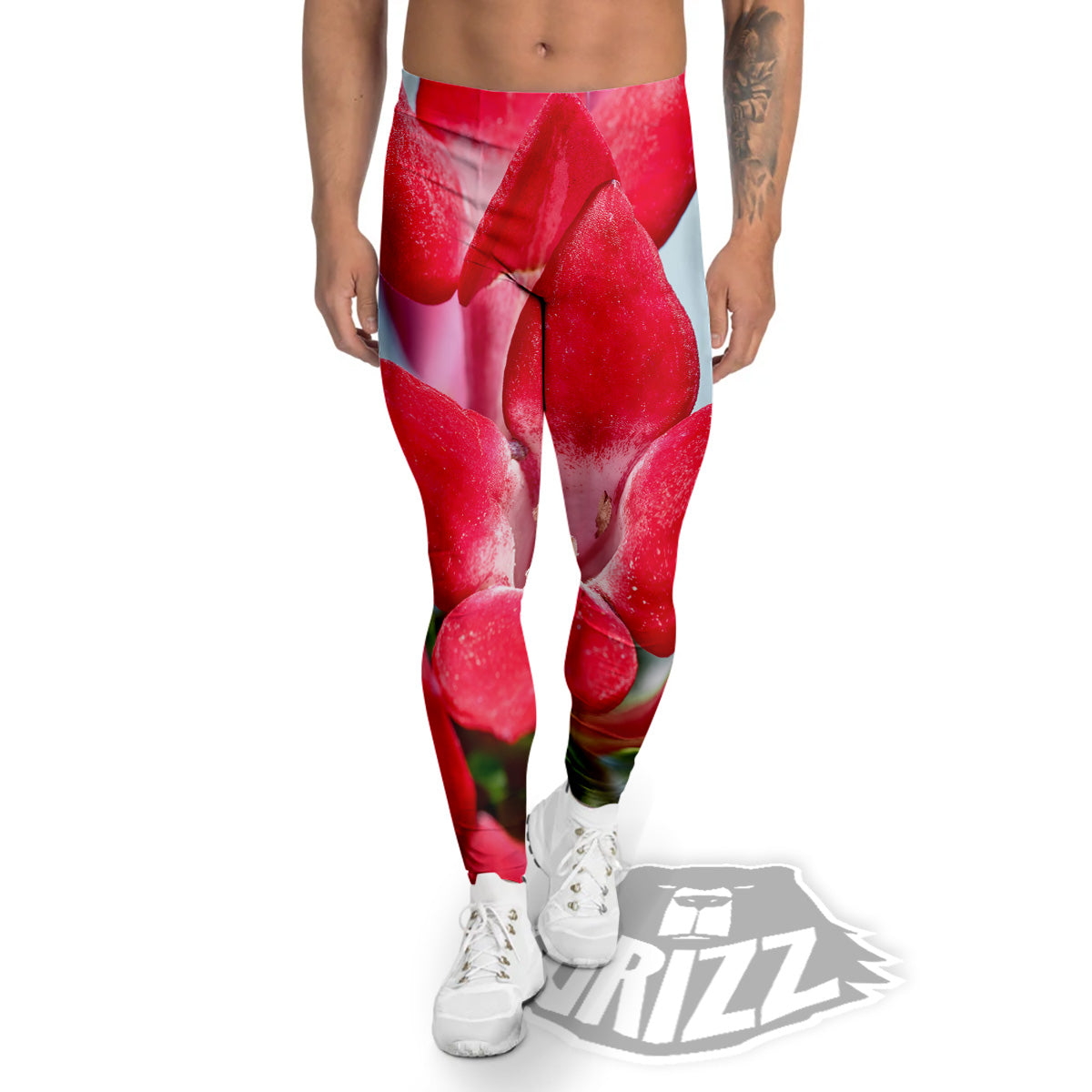 Flower Bouvardia Print Men's Leggings-grizzshop
