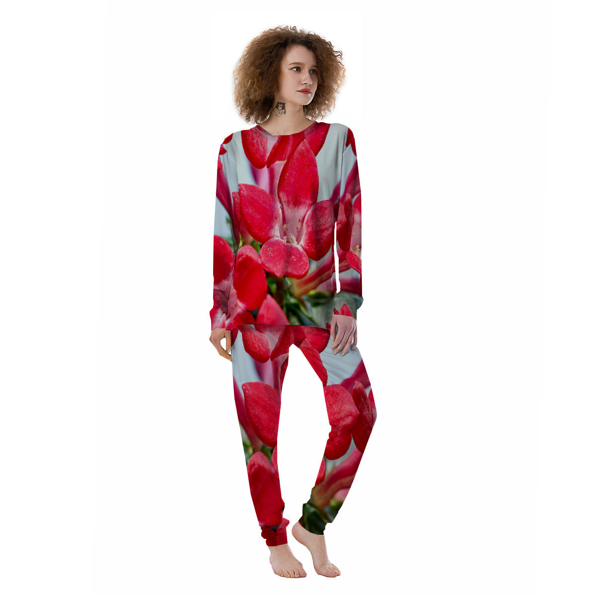 Flower Bouvardia Print Women's Pajamas-grizzshop