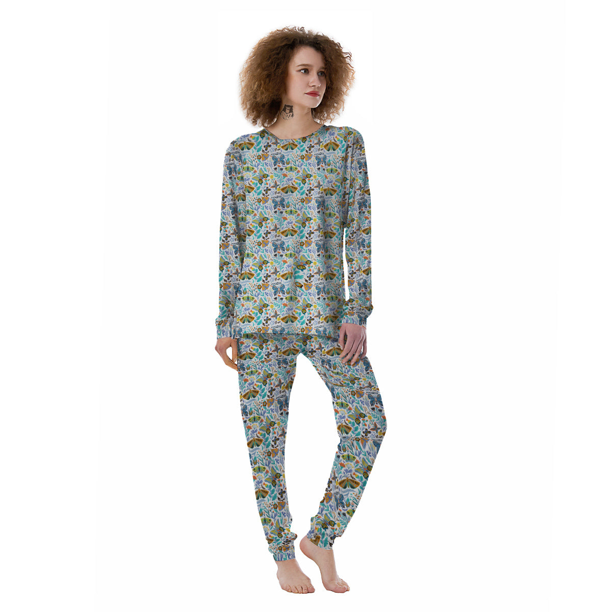 Flower Butterfly And Print Pattern Women's Pajamas-grizzshop