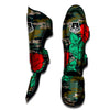 Flower Camouflage Red Rose Print Muay Thai Shin Guards-grizzshop