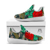 Flower Camouflage Red Rose Print White Athletic Shoes-grizzshop