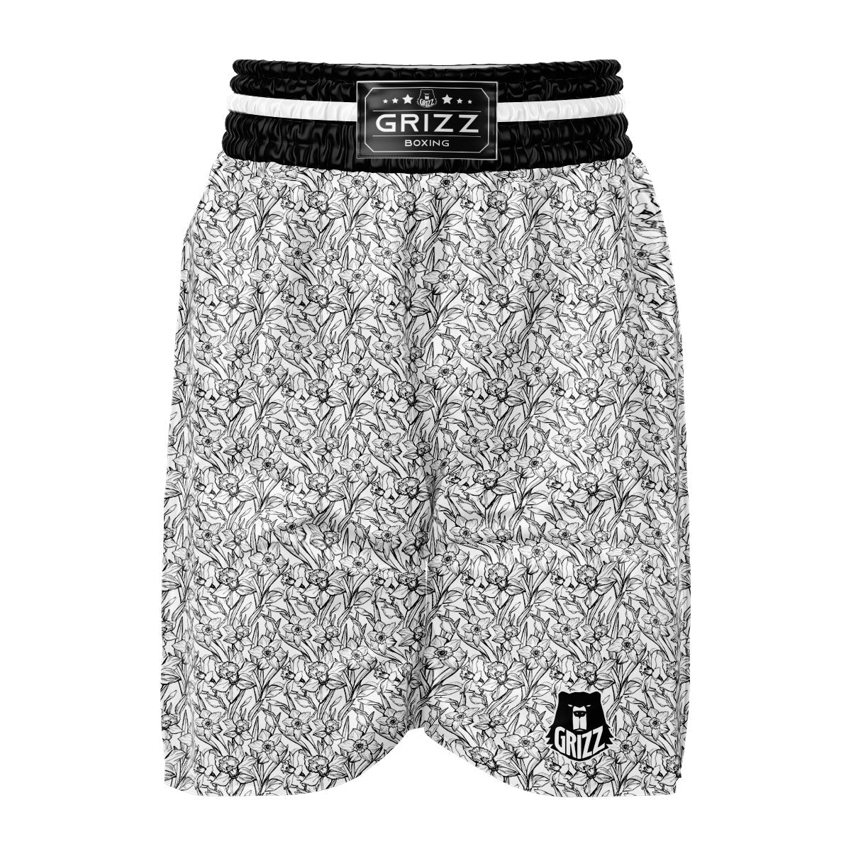Flower Daffodil Drawing Print Pattern Boxing Shorts-grizzshop