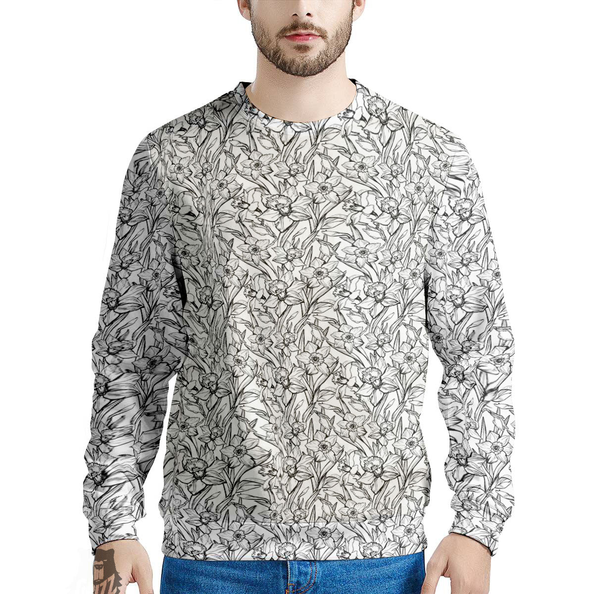 Flower Daffodil Drawing Print Pattern Men's Sweatshirt-grizzshop