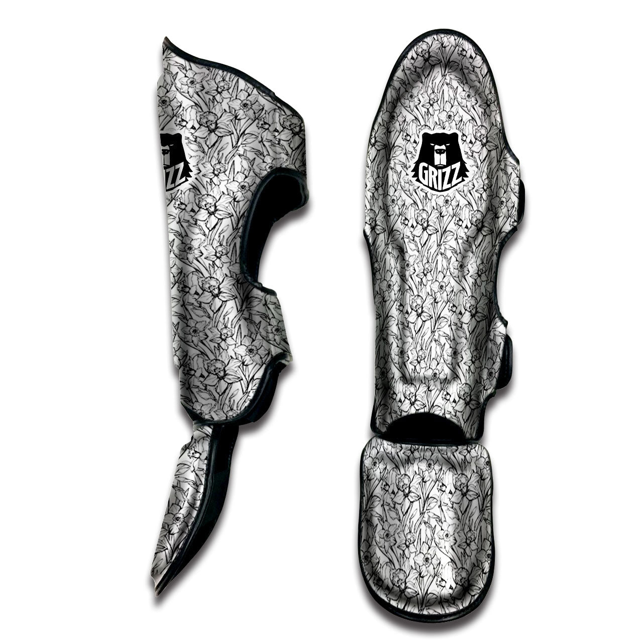Flower Daffodil Drawing Print Pattern Muay Thai Shin Guards-grizzshop