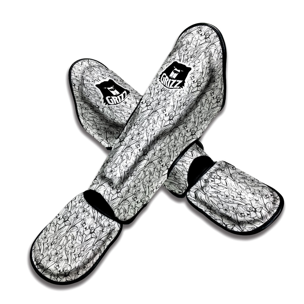 Flower Daffodil Drawing Print Pattern Muay Thai Shin Guards-grizzshop