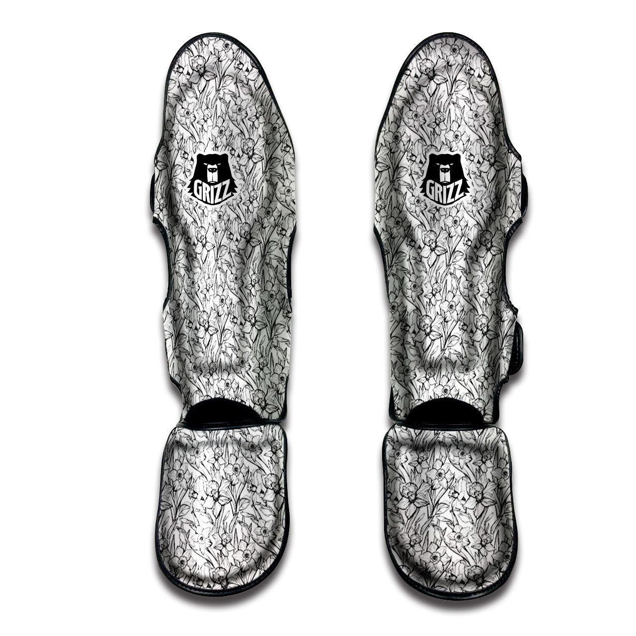 Flower Daffodil Drawing Print Pattern Muay Thai Shin Guards-grizzshop