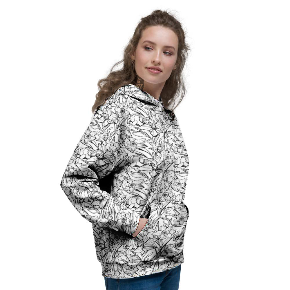 Flower Daffodil Drawing Print Pattern Women's Hoodie-grizzshop