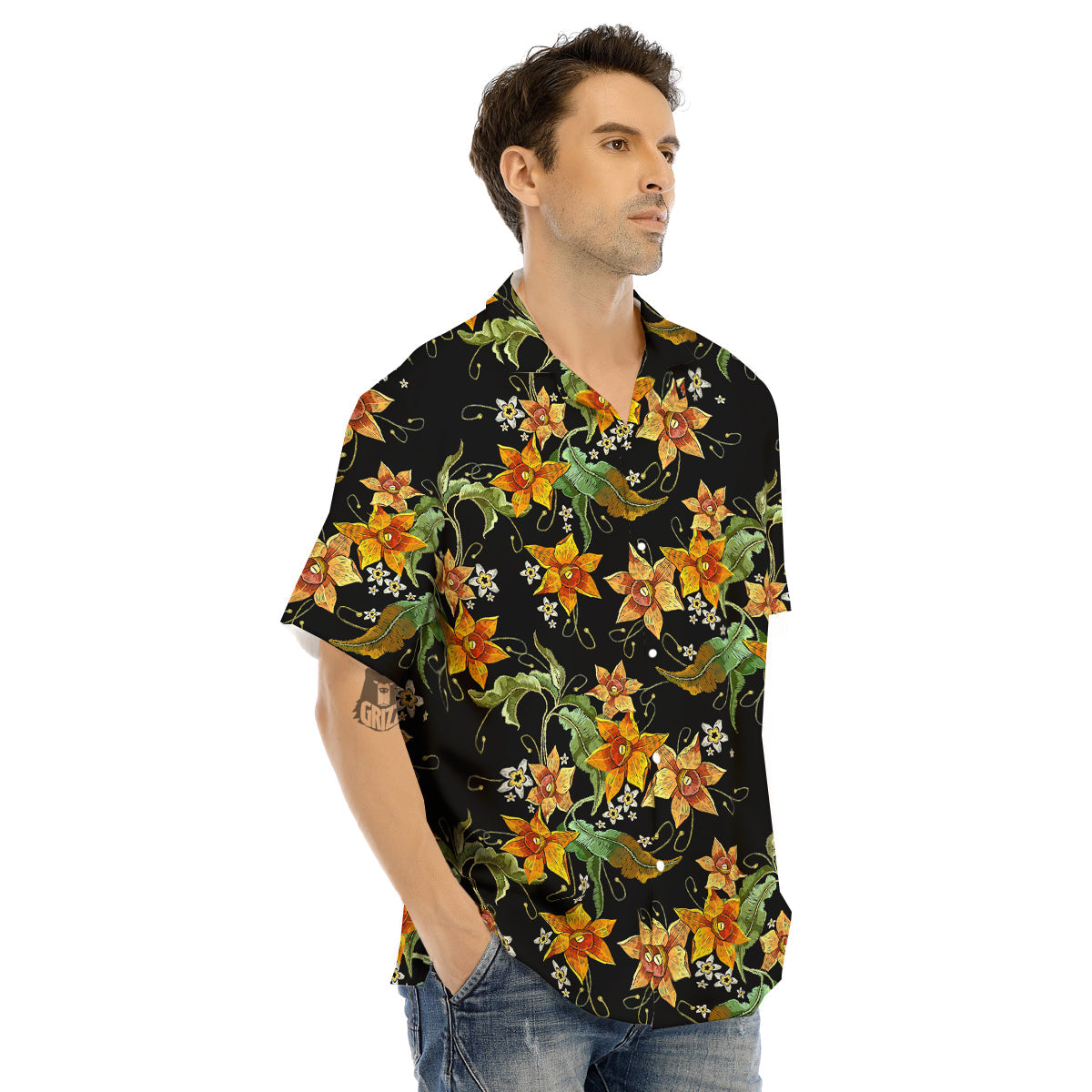 Flower Daffodil Vintage Print Pattern Men's Hawaiian Shirt-grizzshop