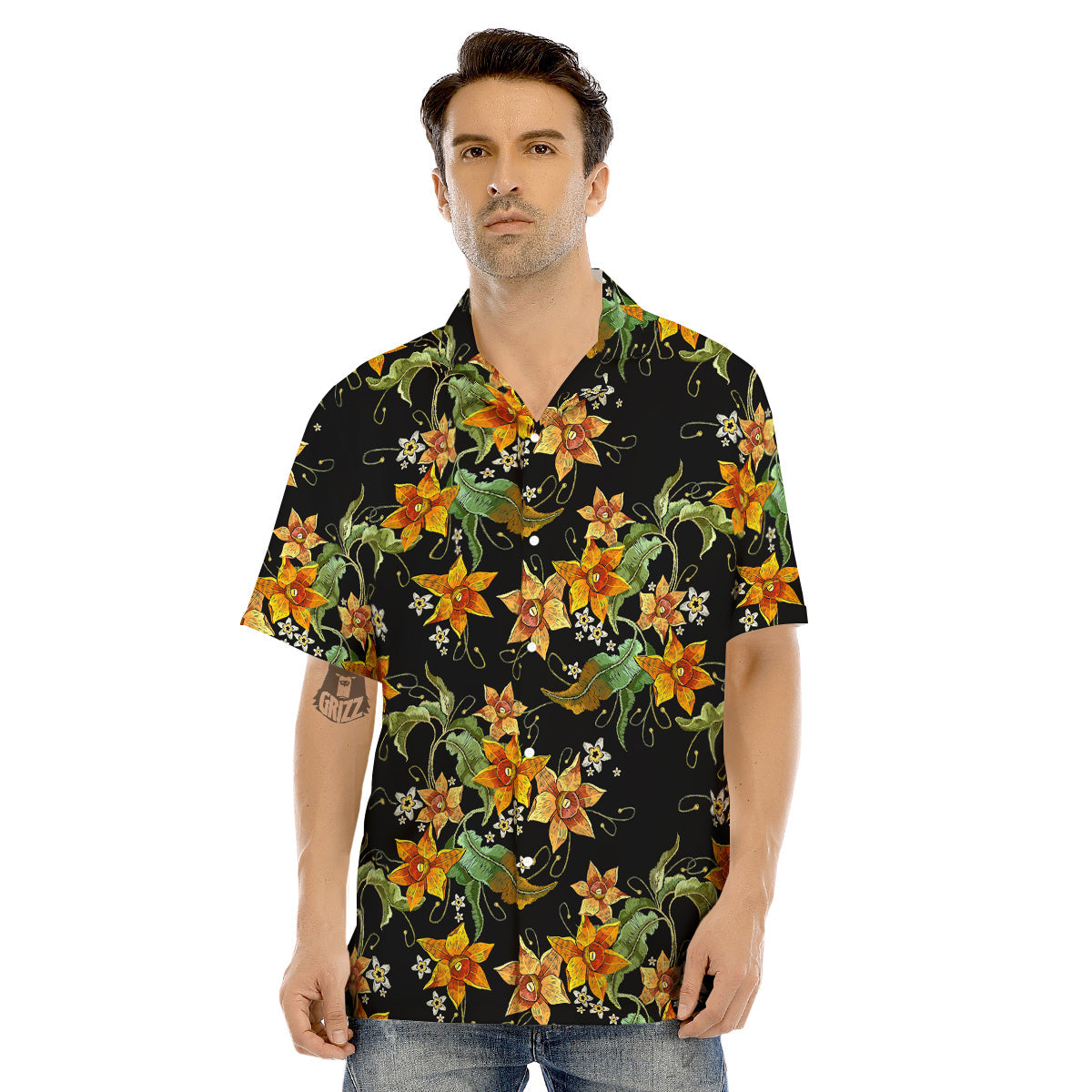 Flower Daffodil Vintage Print Pattern Men's Hawaiian Shirt-grizzshop