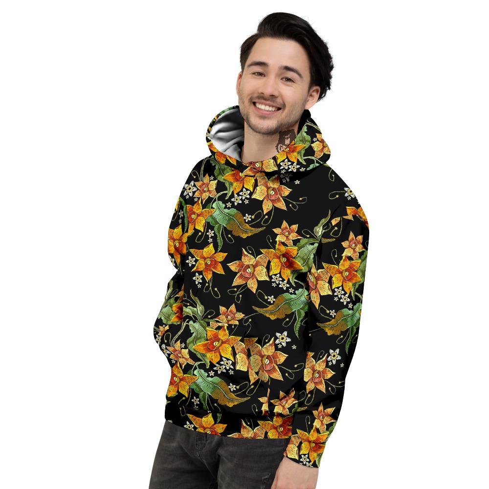 Flower Daffodil Vintage Print Pattern Men's Hoodie-grizzshop