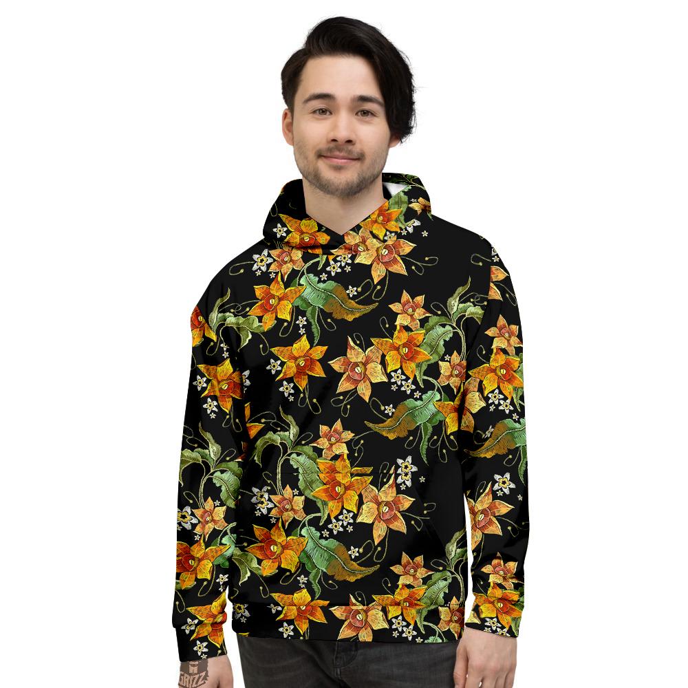 Flower Daffodil Vintage Print Pattern Men's Hoodie-grizzshop