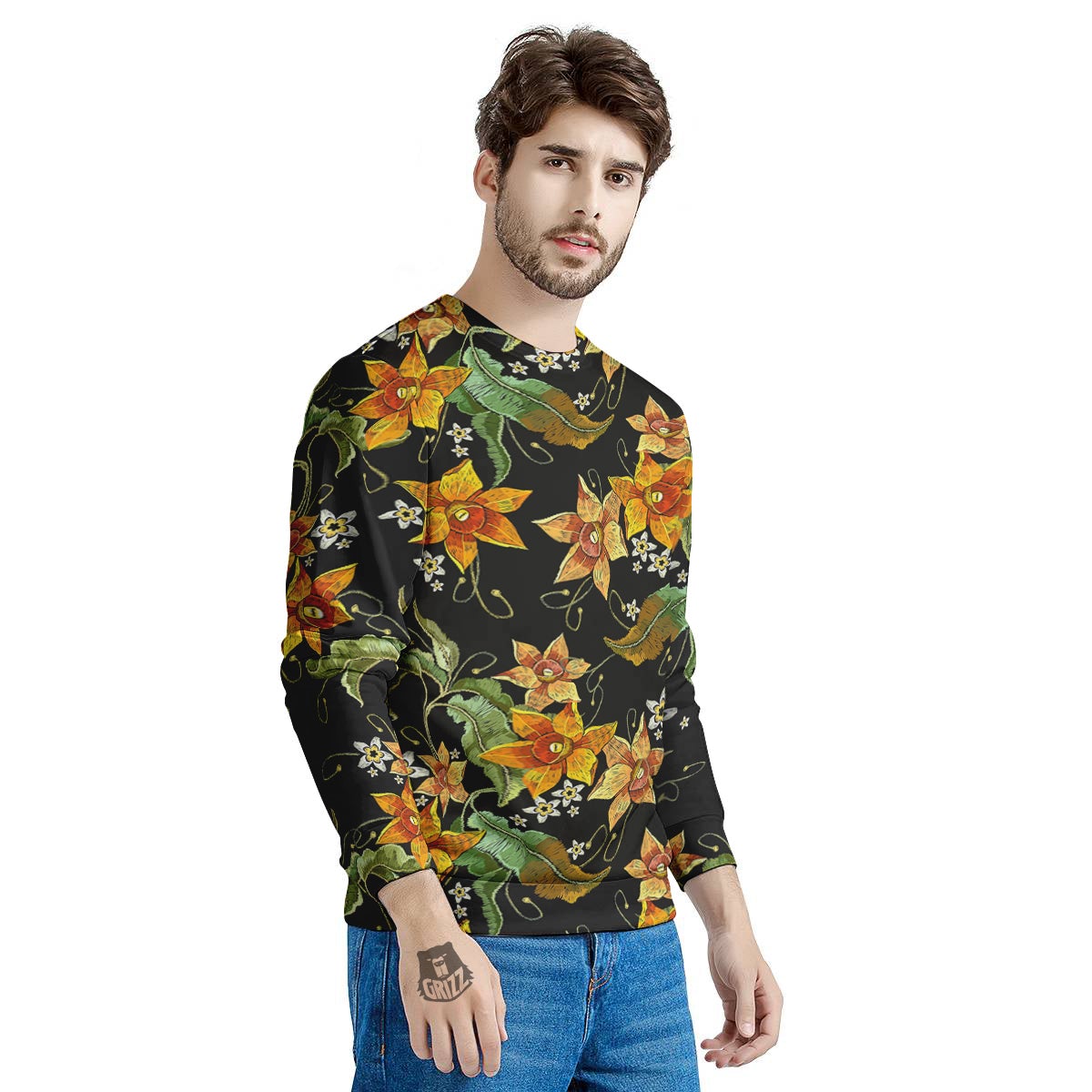 Flower Daffodil Vintage Print Pattern Men's Sweatshirt-grizzshop