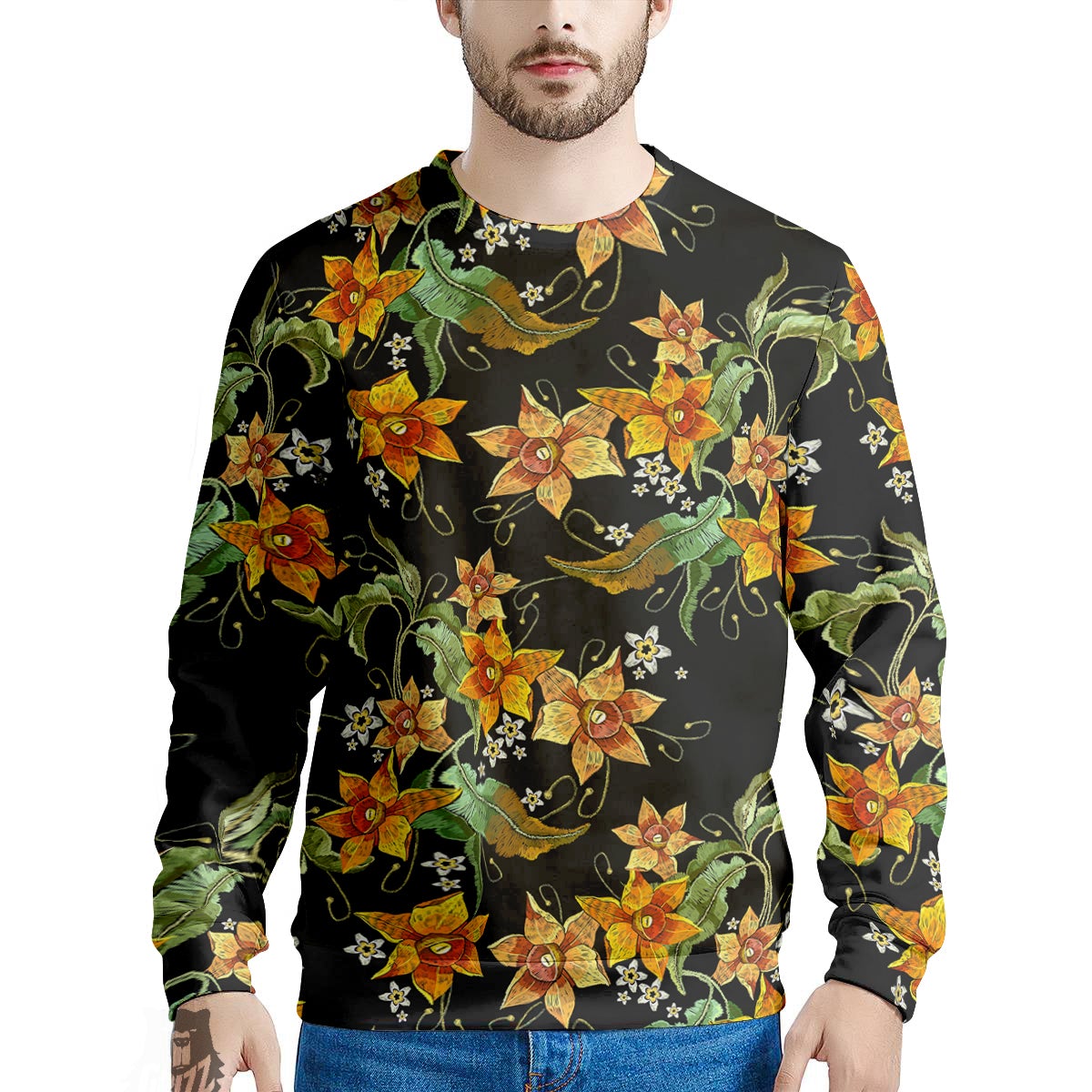 Flower Daffodil Vintage Print Pattern Men's Sweatshirt-grizzshop
