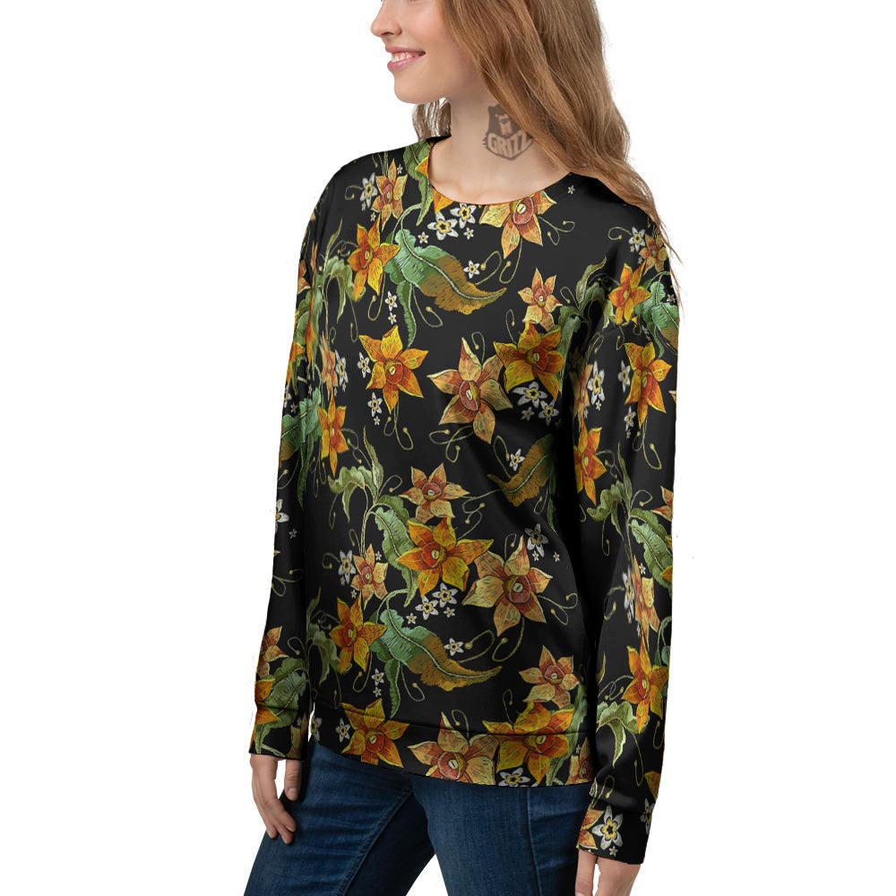 Flower Daffodil Vintage Print Pattern Women's Sweatshirt-grizzshop