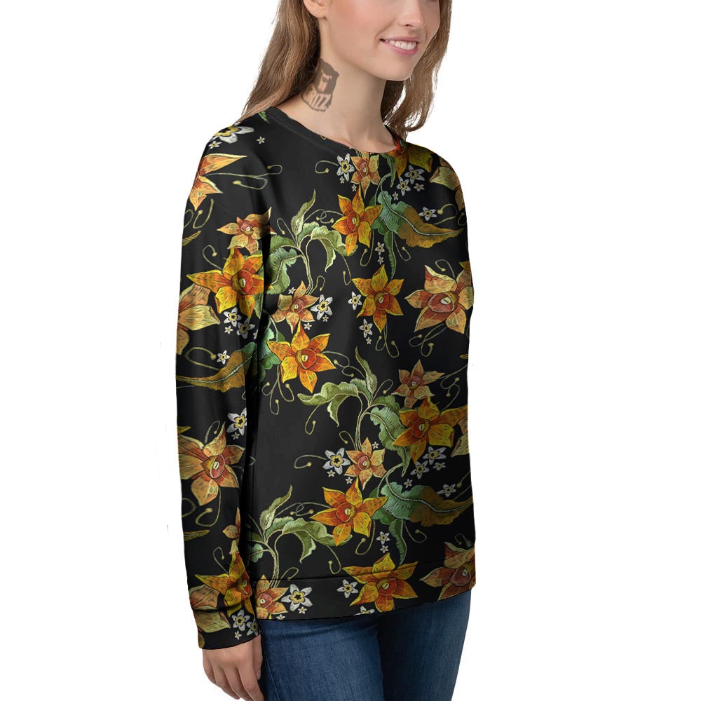 Flower Daffodil Vintage Print Pattern Women's Sweatshirt-grizzshop