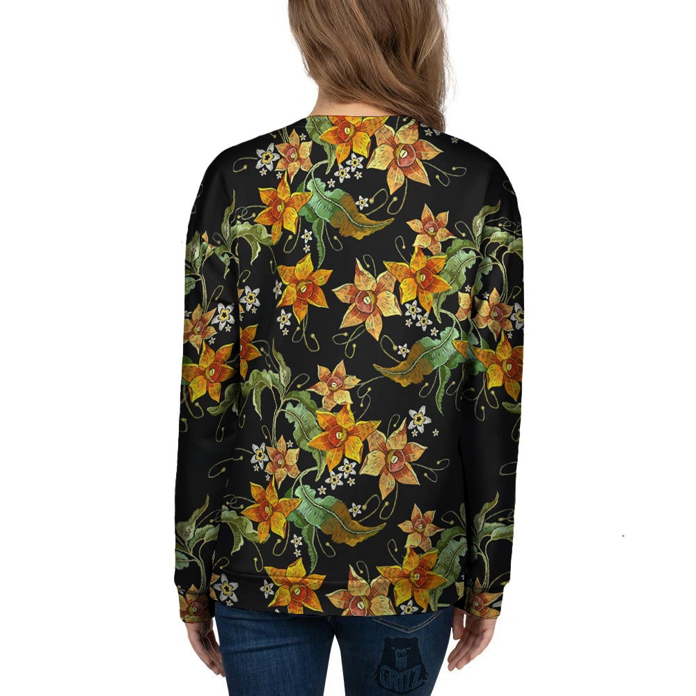 Flower Daffodil Vintage Print Pattern Women's Sweatshirt-grizzshop